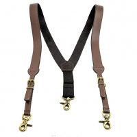 Men's Smooth Leather Suspenders Adjustable Elastic Strap Scissor Hook Snaps Y Backed