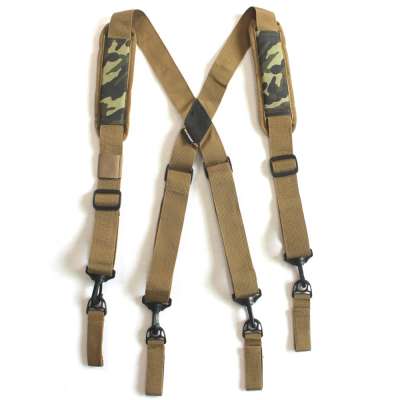 Adjustable Tactical Camo Suspenders with Padded  Tool Belt