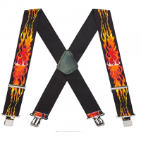 Men's Flames Suspenders, Assorted Colors - 2 Inch Wide, Clip